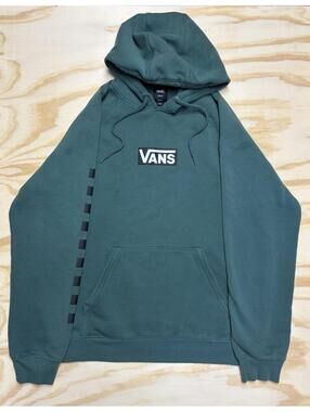 VANS Versa Men’s Medium Dark Green Checkered Sleeve Y2k Skater Hoodie